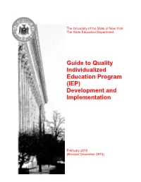 Guide to Quality Individualized Education Program (IEP) Development and Implementation
