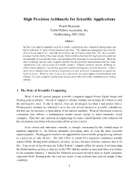 High Precision Arithmetic for Scientific Applications