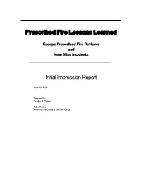 Prescribed Fire Lessons Learned