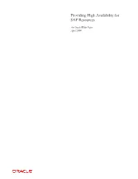 Providing High Availability for SAP Resources