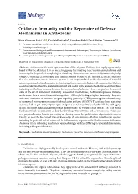 Cnidarian Immunity and the Repertoire of Defense Mechanisms in Anthozoans