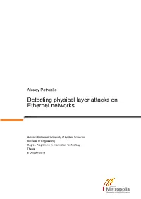 Detecting Physical Layer Attacks on Ethernet Networks