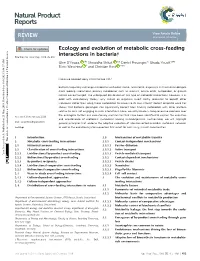 Ecology and Evolution of Metabolic Cross-Feeding Interactions in Bacteria† Cite This: Nat
