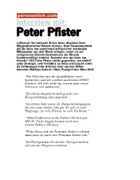 Interview Mit: Peter Pfister