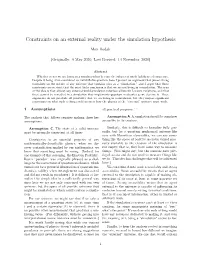 Constraints on an External Reality Under the Simulation Hypothesis