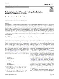 Fostering System-Level Perspective Taking When Designing for Change in Educational Systems