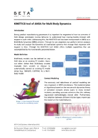 KINETICS Tool of ANSA for Multi Body Dynamics