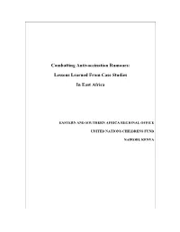 Lessons Learned from Case Studies in East Africa
