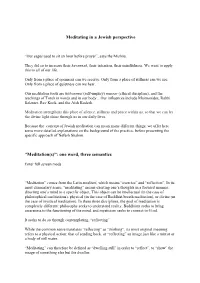 “Meditation(S)”: One Word, Three Semantics
