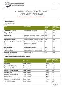 Quarterly Infrastructure Program (June 2020 – Aug 2020)