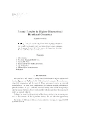 Recent Results in Higher-Dimensional Birational Geometry