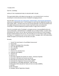 7 October 2019 Dear Mr. Zuckerberg, OPEN LETTER