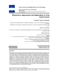 Phenomics: Approaches and Application in Crop Improvement