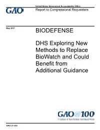DHS Exploring New Methods to Replace Biowatch and Could Benefit from Additional Guidance
