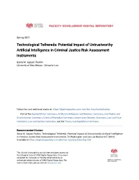 Potential Impact of Untrustworthy Artificial Intelligence in Criminal Justice Risk Assessment Instruments