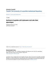 Synthesis of Peptides with Hydroxamic Acid Side Chain Appendages