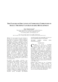 The Failure of Education in Combating Corruption in Sudan: the Impact on Sustainable Development