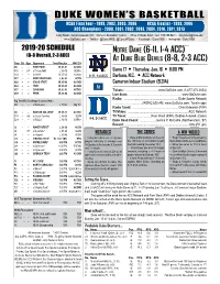 2019-20 WBB Game Notes