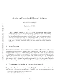 6 Sep 2016 a Note on Products of Nilpotent Matrices