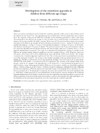 Development of the Vermiform Appendix in Children from Different Age Ranges
