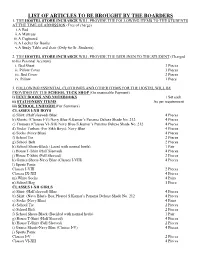 List of Articles to Be Brought by the Boarders 1
