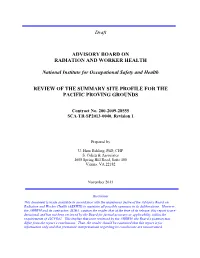 Review of the Summary Site Profile for the Pacific Proving Grounds