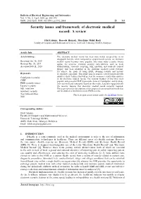 Security Issues and Framework of Electronic Medical Record: a Review
