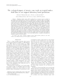 The Ecological Impact of Invasive Cane Toads on Tropical Snakes: Field Data Do Not Support Laboratory-Based Predictions
