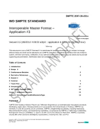 WD SMPTE STANDARD Interoperable Master Format