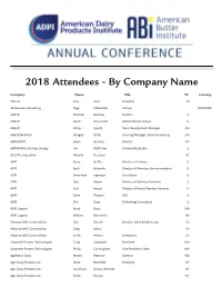 2018 Attendees - by Company Name