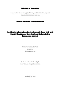 Buen Vivir and Sumak Kawsay and Their Implementations in the Ecuadorian Context