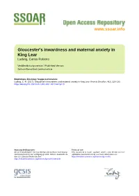 Gloucester's Inwardness and Maternal Anxiety in King Lear