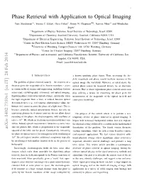 Phase Retrieval with Application to Optical Imaging