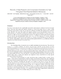 Recode: a Data Reduction and Compression Description for High Throughput Time-Resolved Electron Microscopy