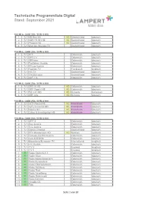 Technische Programmliste Digital Stand: August 2021