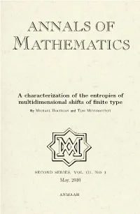 A Characterization of the Entropies of Multidimensional Shifts of Finite Type