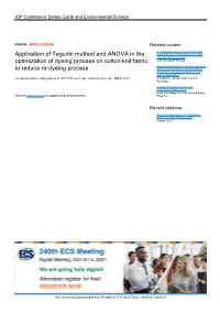 Application of Taguchi Method and ANOVA in the Optimization of Dyeing Process on Cotton Knit Fabric to Reduce Re-Dyeing Process