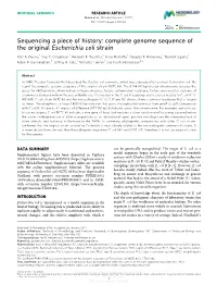 Complete Genome Sequence of the Original Escherichia Coli Strain