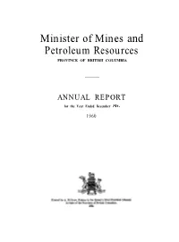 Minister of Mines and Petroleum Resources PROVINCE of BRITISH COLUMBIA