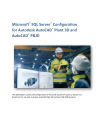 SQL Server Configuration for Autocad Plant Design Suite