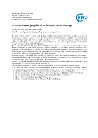 A Research-Based Geoguide of an Ethiopian Mountain Range