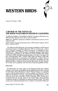 A Review of the Status of the White-Faced Ibis in Winter in California