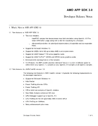 AMD APP SDK 3.0 Developer Release Notes Document