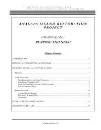 Anacapa Island Restoration Project Purpose and Need
