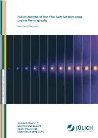 Failure Analysis of Thin Film Solar Modules Using Lock-In Thermography