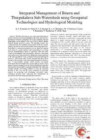 Integrated Management of Bineru and Thurpukalava Sub-Watersheds Using Geospatial Technologies and Hydrological Modeling