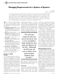 Managing Requirements for a System of Systems