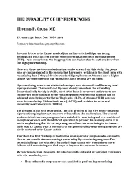 The Durability of Hip Resurfacing