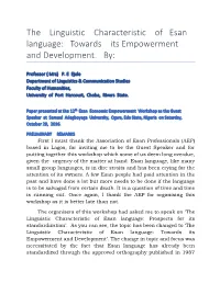 The Linguistic Characteristic of Esan Language: Towards Its Empowerment and Development