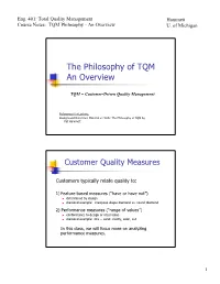 The Philosophy of TQM an Overview